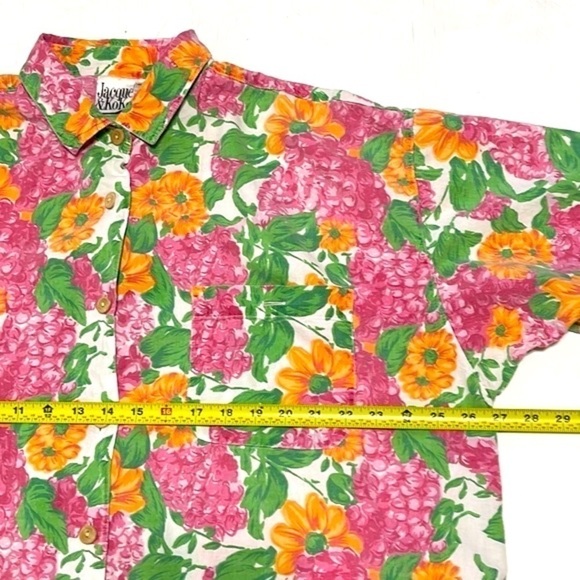 VINTAGE Jacque & KoKo Floral Short Sleeve Button Down Shirt Size 22/24 - Picture 9 of 10